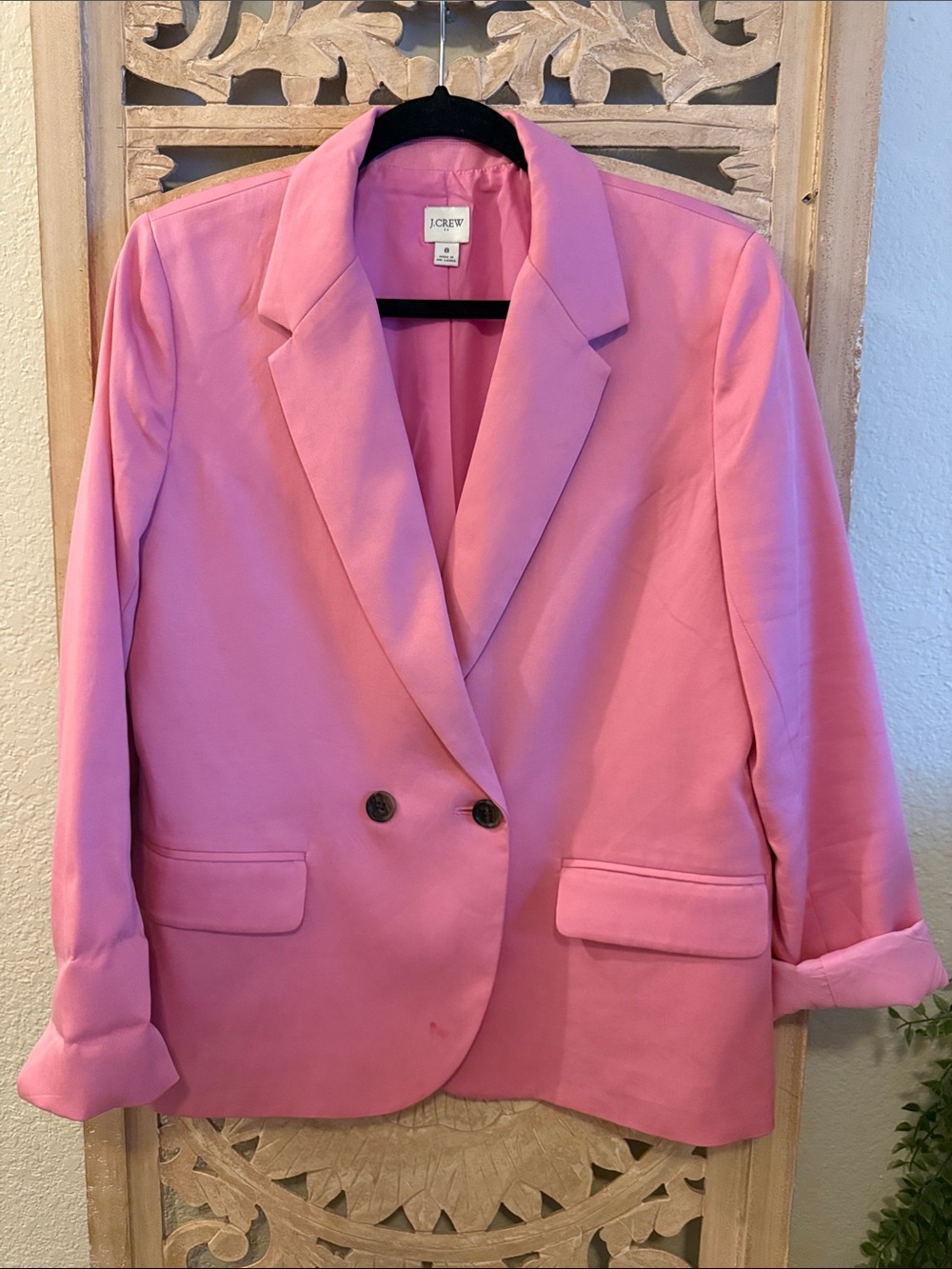 J. Crew Pink Double-Breasted Blazer Jacket Size 8